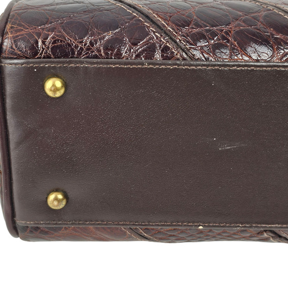 VTG 1970s Andrew Geller brown reptile patterned leather handbag VGUC - Picture 5 of 14